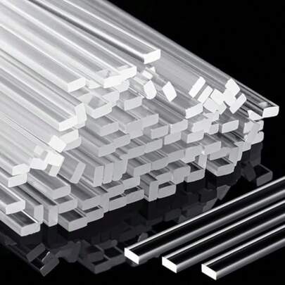 100 Pcs 6 Flat Clear Acrylic Sticks For Cake Toppers DIY Cupcake Chocolate Cookie Dessert Decorations Reusable Candy Rods Clear Transparent
