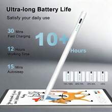 High Precision Sensitive Capacitive Stylus Pen, Comes With 2 Replaceable Tips + Data Cable, USB Rechargeable Battery, Compatible With IOS, Android, Tablets - Perfect Holiday Gift - Multicolor - View 5