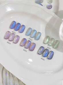 Miss Leia 1-6 Esmalte de uñas en gel de bola de cristal de ojo de gato de 15 ml para primavera/verano, esmalte de uñas de ojo de gato blanco porcelana de cristal claro a la luz de la luna, base transparente de gel de color, adecuado para principiantes, curado UV/LED, semi-permanente, adecuado para salones, DIY, fiestas de vacaciones, regalos para damas, suministros de arte de uñas - Multicolor - Ver 4