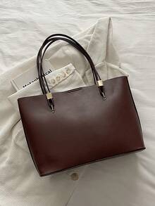 Nueva llegada Bolso de hombro versátil de unicolor de lujo para mujer - Café - Ver 8