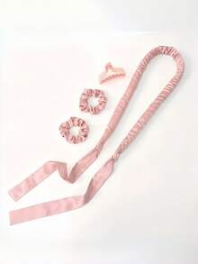 4件套女士美发配饰工具，无需加热的卷发器，美发造型工具，发夹 - 米色 - 查看 2