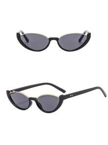 1pc Women's Cat Eye Shaped Minimalist Fashion Fashion Glasses With Rhinestone Decor Cat Eye Shape Shades - Light Grey - 查看 3