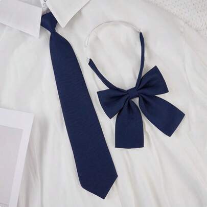 Cà vạt trơn màu, kiểu dáng rộng rãi không cần thắt nơ, bộ cà vạt áo sơ mi đồng phục học sinh Nhật Bản, phụ kiện unisex, thích hợp cho lễ hội, du lịch.