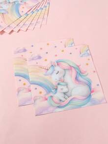 16pcs Pink Unicorn Paper Napkins, Unicorn Theme Birthday Party Disposable Napkins For Table Decor, Pink Unicorn Party Decor, Pink Unicorn Disposable Tableware Supplies, Baby Shower Decor, Gender Reveal Decorations, 1st Birthday Party Table Decorations Supplies, Photo Props, Pink Unicorn Birthday Party Supplies, Party Favors, Baby Party Supplies - Pink Unicorn - View 6