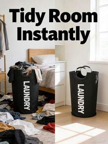 Modern Laundry Hamper With Round Ring Handles, Extra Large Storage Capability Dirty Clothes Basket For Dorm Room Residents Efficient Laundry Bag To Keep Spaces Neat And Tidy In Every Room Of The House. Collapsible Hamper Foldable Storage Laundry Storage Home Organization Storage Containers, Space Saving Design - Multicolor - View 8