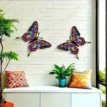 2pcs Vibrant Butterfly Wall Decor, 2D Acrylic Butterfly, No Electricity Needed, Suitable For Garden, Fence, Home Decor, Party, Wedding Outdoor Wall Decoration - Butterfly - View 3