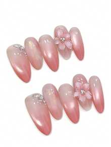 Bộ 10 chiếc, có tên là Pink Crystal Peach Blossom Dew (Giọt sương đào pha lê hồng). Lớp nền màu hồng ngọc trai chuyển sắc kết hợp hài hòa với các chi tiết hoa đào, kim cương và ánh nhũ vàng, lớp phủ bóng mượt trông như một loại vải mờ mịn được dệt từ hoa đào và ánh sáng pha lê. Nó mang đến vẻ ngoài mềm mại, thanh lịch, vừa tinh tế vừa vững chắc. - Màu Hồng  Dưa hấu - Xem 2
