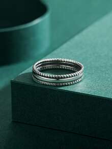 MODIAN Vintage Exquisite Stackable Ring Pure 925 Sterling Silver Twist Design Charm Finger Ring For Girls Women Jewelry - Silver - View 8
