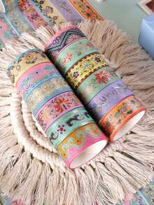 12rolls Dream Of The Red Chamber Gilded Washi Tape Set, Literary Aesthetic Journal Decor For Arts, DIY Crafts, Journal Supplies, Planners, Scrapbook, Card/Gift Wrapping - Multicolor - View 3