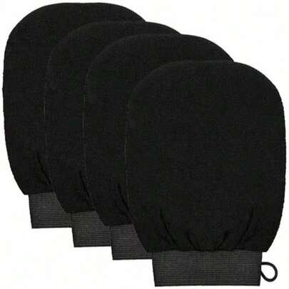 Găng tay tẩy tế bào chết hai mặt, găng tay tẩy tế bào chết sâu, phù hợp cho cả nam và nữ, găng tay tắm tẩy tế bào chết (màu đen)