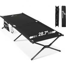 Adults Sleeping Camping Cot With Side Pockets And Storage Bag, 78.3"X28.7"X14.6" Comfort Travel Guest Bed, Easy Assembly, 330 Lbs Weight Capacity - Blue - View 1