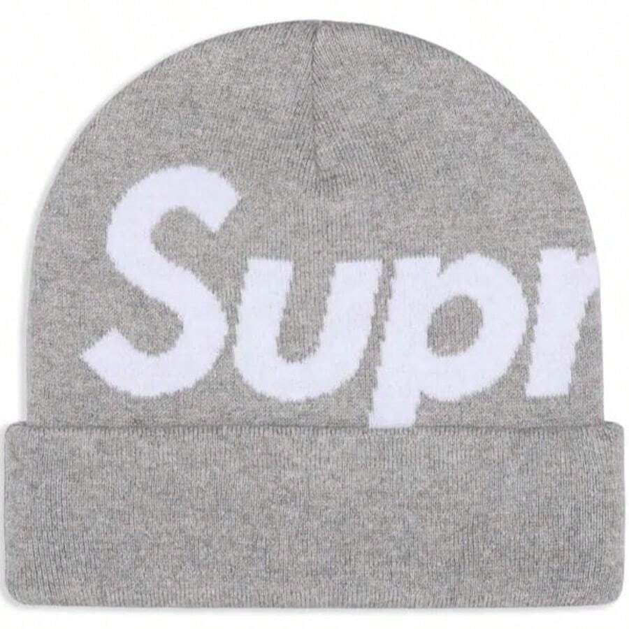 Supreme Intarsia Logo Beanie Hat - Authentic Designer Knitwear | Viral 2026 Unisex Streetwear Winter Accessory | Premium Jacquard Knit Smooth Logo Cap | Iconic Cuffed Beanie Hypebeast Essentials | Luxury Minimalist Knitted Headwear - 灰色 - 查看 1