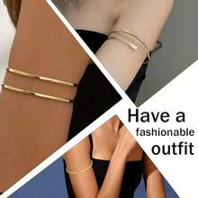 4pcs Women's Arm Cuff Bracelet Set, Minimalist Adjustable Arm Bands - A0021T-10 - 查看 3
