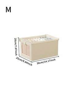 1/2 件带盖/无盖布质折叠收纳盒，带可见窗口，家用抽屉式牛仔裤收纳盒 - 帶蓋米色 - 查看 6