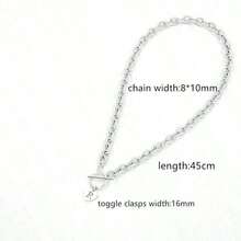 1pc Stainless Steel Heart-Shaped Letter Pendant T-Bar Necklace, Fashion Gift For Women, Party, Valentine's Day, Mother's Day - 銀色 - 查看 2