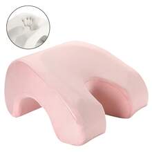 1pc Multifunctional Nap Pillow, Ergonomic Design Sleeping Pillow With Embedded Slow Rebound Memory Foam U-Shaped Pillow, Breathable Hollow, Removable Cover, Suitable For Office, School, Travel And Other Occasions For Desktop Rest - Pink - View 1