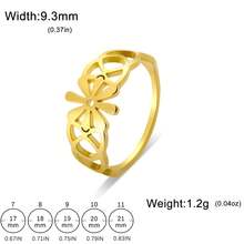 1 chiếc nhẫn may mắn hình hoa 8 cánh rỗng bằng thép không gỉ tối giản, nhẫn thời trang unisex, quà tặng kỷ niệm/bạn bè. - Chuỗi đơn giản - Xem 16
