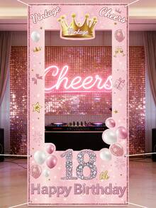 1件玫瑰金18岁生日拍照背景布，生日快乐18岁皇冠蝴蝶结图案乙烯基气球背景布，甜美公主18岁背景布，十八岁生日庆祝，成人仪式拍摄背景布，背景装饰，生日派对装饰，成人派对用品，生日派对礼物，派对礼品，派对装饰 - 玫瑰金 - 查看 10