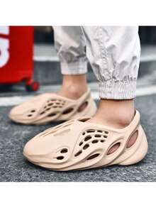 Unisex Foam Runner Shoes Casual Walking Shoes Hollow Sports Shoes Breathable Water Shoes Slip-On Beach EVa Sandals For Women Men - Màu be - Xem 4