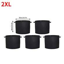 Bộ 5 túi trồng cây/chậu vải thoáng khí có tay cầm (Dung tích có sẵn: 5 gallon, 15 gallon, 20 gallon, 25 gallon, 30 gallon) - màu đen - Xem 15