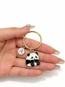 Móc khóa hình gấu trúc, quà tặng cá nhân hóa, quà tặng sáng tạo cho bé gái, túi xách, phụ kiện xe hơi, giáo viên, bạn bè, chị em gái. - Gấu trúc đen trắng - Xem 2