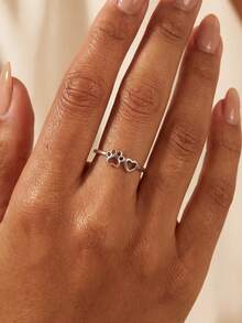 ESBERRY 1 chiếc nhẫn hình trái tim và dấu chân mèo dễ thương, đa năng, bằng bạc sterling 925, thanh lịch và tiện dụng, món quà hoàn hảo cho mọi dịp. - Nhẫn hình móng vuốt trái tim - Xem 3