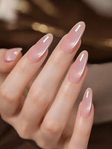 10毫升全新纯粹欲望荔枝泡泡粉色猫眼凝胶指甲油 2026春夏流行美白冰透明裸粉色玻璃珠猫眼美甲美甲用品婚礼季粉色美甲 - 彩色 - 查看 5