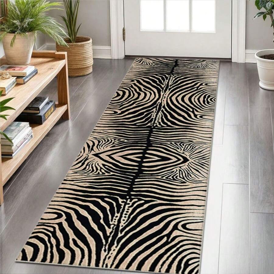 Zebra Printed Room Decoration Floor Mat - Anti Slip, Quick Drying, Bedroom Soft Decoration, Father's Day Birthday Anniversary, Thanksgiving Gift, Christmas, Halloween, Easter, Anniversary Celebration - 彩色 - 查看 1