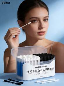 OEIEZ 200pcs Dual-Ended Disposable Organic Swabs, Gentle Swabs For Ear Cleaning, Makeup Removal, Detail Beauty, Personal Care And Daily Use, Face Towel, Buds, Makeup Wipes - View 2