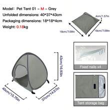 Foldable Pet Tent, Suitable For Both Cats And Dogs, With Breathable Mesh Mosquito-Proof Design, Indoor/Outdoor Pet Kennel, Suitable For Home, Camping, Grass, And Beach, Blue/ Grey/ Pink, Multiple Sizes To Choose From. - Multicolor - View 13