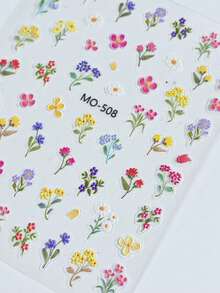 3/6pcs 5D Wild Flower Nail Stickers, Spring Floral Nail Art Decals, Cute Natural Design - Multicolor - View 6