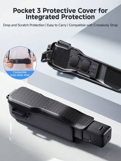 Ốp bảo vệ toàn diện cho Osmo Pocket 3, chống rơi vỡ và chống trầy xước cho ống kính gimbal 360°. Khóa đôi được nâng cấp và lỗ xỏ dây, tương thích với dây đeo vai, tiện lợi cho việc quay phim ngoài trời. Ngăn chứa từ tính vừa vặn với bộ lọc và nhiều thẻ nhớ. Khuôn đúc chính xác 1:1, không gây cản trở với gimbal, lớp đệm mút dày bảo vệ.