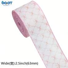 1卷5码粉色花朵带铁丝边丝带，2.5英寸宽，适用于蝴蝶结、花环、工艺品、礼品包装、派对装饰 - 花卉 - 查看 10