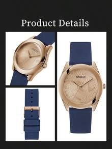 GUESS Women's Rose Gold-Tone Case Blue Silicone Strap Watch GW0665L2 - Rose Gold - View 5