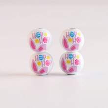 Easter Bunny Egg Wooden Beads Spring Colorful Garland Printed Round Beads DIY 2026 - Hoa đơn màu xanh lá cây, đường kính 16mm - Xem 11
