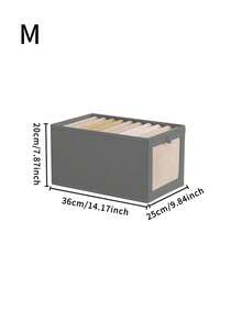 1/2 piezas Caja de almacenamiento de tela con/sin tapa, contenedor de almacenamiento de ropa con ventana transparente plegable, organizador de tipo cajón para jeans - gris sin funda - Ver 7