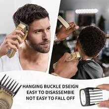 4pcs Professional Men's Limit Comb Set - Can Be Used Efficiently With Electric Hair Clippers And Combs, Suitable For Barbershops, Beauty Salons, Travel, Back-To-School Season, Vacation Trips, And Other Occasions. - Black - View 4