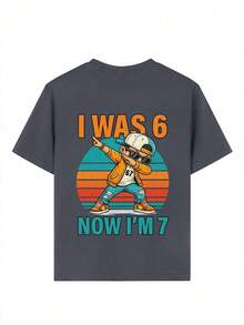 Áo thun ngắn tay cổ tròn in họa tiết phong cách thường ngày cho bé trai, thích hợp mặc mùa hè. - Màu xám đen - Xem 6