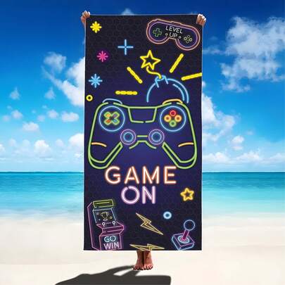 超柔软微纤维沙滩巾，游戏玩家和粉丝的完美之选，大尺寸毛巾，适合居家、浴室、旅行使用，超强吸水速干，是生日礼物、女士礼物、瑜伽、游泳、跑步、旅行、披肩浴巾的理想之选。