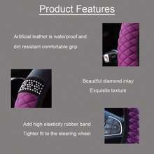 Bling Car Steering Wheel Cover, Fluffy Crystal Rhinestone Vehicle Steer Wheel Protector, Sparkly Diamond Automotive Wheel Cover Adaptable To 14.5-15 Inches, Universal For Most Cars, Elastic Fluffy Steering Wheel Accessories For Women Girls,Car Acessesories,Car Stuff,Car Decor,Car Essentials,Valentines Gifts,Birthday Gift (Purple) - (B) Màu tím - Xem 3