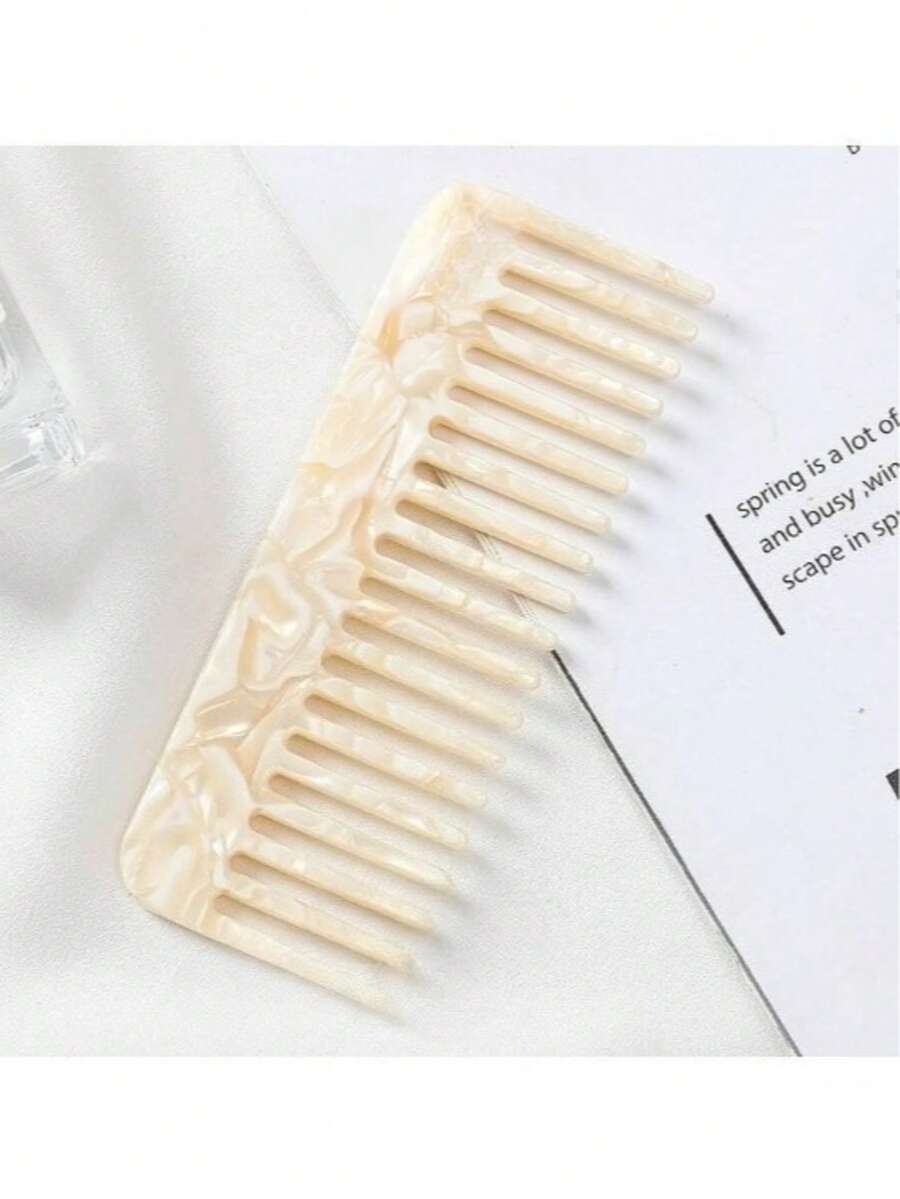 1把便携式宽齿梳 - 米色 - 查看 1