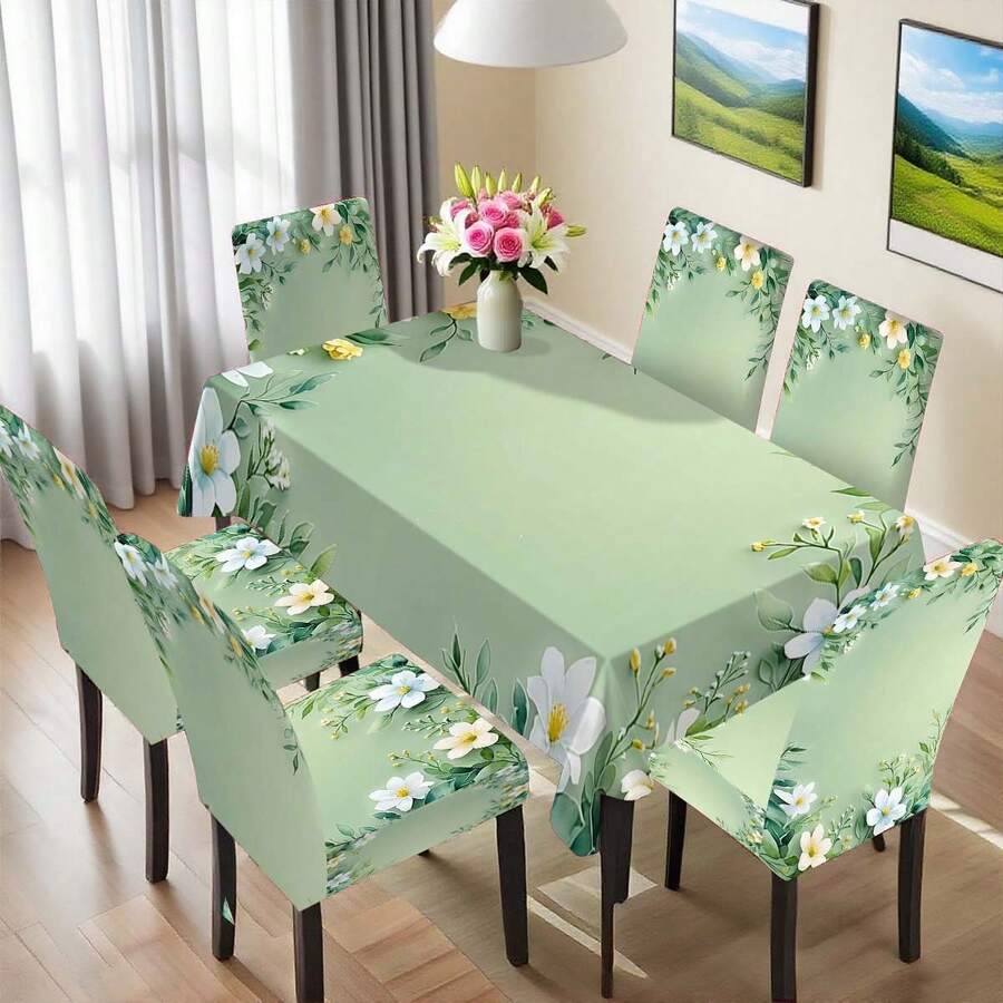 1/4/6/36pcs Set, Lace Decor Pattern, Elastic Tablecloth & Chair Cover Combo, Suitable For Home Kitchen, Party, Holiday Decor, Indoor/Outdoor Dining Table & Chair Decoration, Multi-Occasion All Season - Multicolor - View 1