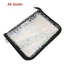 Sổ tay có khóa kéo hình ngôi sao laser khổ A5/A6/A7, sổ nhật ký tự làm, album ảnh thần tượng K-Pop trong suốt, văn phòng phẩm dễ thương. - Nhiều màu - Xem 24