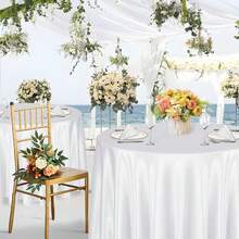 1 Pack 120 Inch Round Tablecloth Satin White Round Table Cover, Silky Satin Dining Table Cloth For Wedding, Party, Banquet, Restaurant, Formal Events - White - View 5