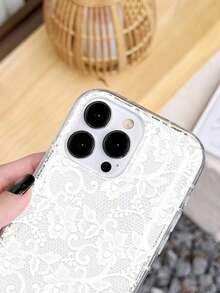 Lace 1pc Transparent Colorful Painting Girl Style Pure White Lace Pattern Shockproof Phone Case Suitable For IPhone 17/17 Pro/17 Pro Max/16/16 Pro/16 Plus/16 Pro Max/15/15 Pro/15 Pro Max/15 Plus/14/14 Pro/14 Plus/14 Pro Max/13/13 Pro/13 Pro Max/12/12 Pro/12 Pro Max/11, Girl Style Lace Pattern Transparent Soft Case - Multicolor - View 4