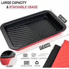 Deep Grilling Prep And Serve Trays With Lid, BBQ Tray For Marinating Raw And Cooked Food, Diswasher   Nesting Trays Black In Red - Deep Prep Trays With Lid - View 7