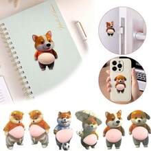 3D Corgi Belly Sticker, Door Stopper Wall Protector, Quiet, Shock-Absorbing Soft Rubber, Suitable For Wall, Door Handle, Refrigerator, Cabinet To Prevent Damage - Multicolor - View 1
