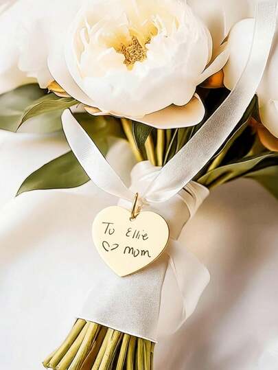 Personalized Actual Handwriting Wedding Bouquet Charm, Stainless Steel Charm,Memorial Gifts For Bride, Custom Handwritten Heart Personalized Planner Charm, Signature Charm Gift,DIY Charm Necklace,Best Gift For Women,Pendant Does Not Include Ribbon Rope, Comes With Exquisite Gift Box Packaging