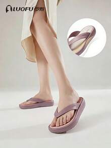 luofu Dép xỏ ngón nữ, dép lê ngoài trời chống trơn trượt, dép sandal mùa hè thời trang, đế dày, dép đế bằng đi biển, dép đi nghỉ mát. - Màu tím - Xem 11