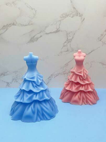 Khuôn silicon 3D hình váy cưới, khuôn silicon làm nến thơm, khuôn silicon trang trí nhà cửa bằng thạch cao.